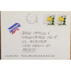 J) 2005 UNITED STATES, FLOWER, POSTCARD, AIRMAIL, CIRCULATED COVER, FROM USA TO MEXICO