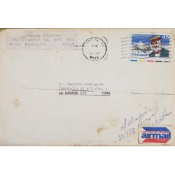 J) 1998 UNITED STATES, SAMUEL PLANGLEY AIRLINES PIONER, AIRMAIL, CIRCULATED COVER, FROM MIAMI TO LA HABANNA
