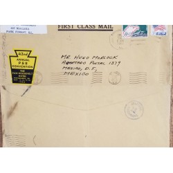 J) 1963 UNITED STATES, MAP, FLAG, MULTIPLE STAMPS, AIRMAIL, CIRCULATED COVER, FROM USA TO MEXICO