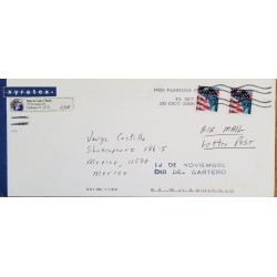J) 2006 UNITED STATES, MAILMAN DAY, FLAG, STATUTE OF LIBERTY, PAIR, AIRMAIL, CIFRCULATED COVER, FROM USA TO MEXICO