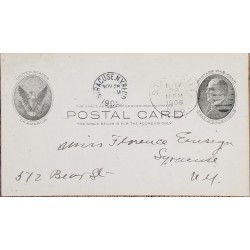 J) 1905 UNITED STATES, POSTAGE ONE CENT, EAGLE, POSTCARD, CIRCULATED COVER, FROM USA