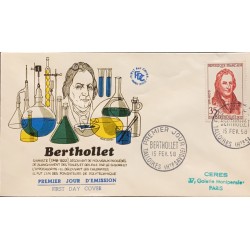 P) 1958 FRANCE, FDC, FRENCH SCIENTISTS BERTHOLLET STAMP, CHEMICAL NOMENCLATURE, COMPOUNDS, XF