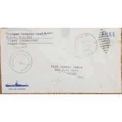 J) 1942 UNITED STATES, PASSED BY NAVAL CENSOR, MUTE CANCELLATION, AIRMAIL, CIRCULATED COVER, FROM MIAMI 