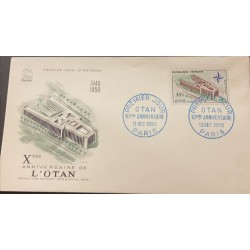 P) 1959 FRANCE, COVER 10TH ANNIVERSARY OF OTAN STAMP, WITH CANCELLATION, XF