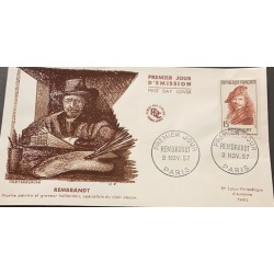 P) 1957 FRANCE, FDC, FM REMBRANDT STAMP, BAROQUE PAINTING AND ENGRAVING, XF