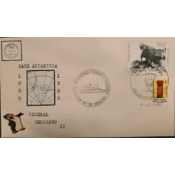 P) 1990 ARGENTINA, COVER, HIGH FACE VALUE, MAP ANTARCTICA BASE BELGRANO, ARMY DAY-SIMPLE LETTER STAMP, XF