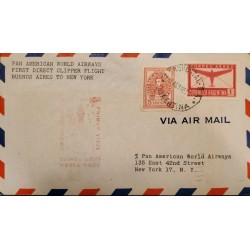 P) 1946 ARGENTINA, FDC, FIRST DIRECT FLIGHT FROM BUENOS AIRES TO NEW YORK, AIRMAIL-GENERAL SAN MARTÍN STAMP, XF