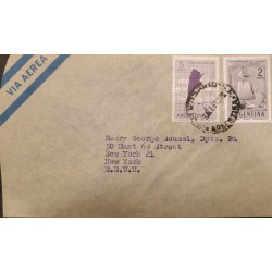 P) 1961 ARGENTINA, COVER, MAP NATIONAL CENSUS-ANNIVERSARY SAN NICOLAS STAMP, SHIPPER TO NEW YORK, AIRMAIL, XF