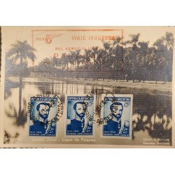 P) 1942 ARGENTINA, FIRST POSTAL FLIGHT PANAGRA, BUENOS AIRES PALERMO LAKE, GENERAL LAVALLE STAMP, AIRMAIL, XF