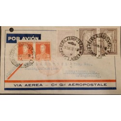 P) 1933 ARGENTINA, FIRST FLIGHT SHIPPER TO GERMANY, AIRMAIL SURCHARGE-GENERAL MARTÍN STAMPS, XF