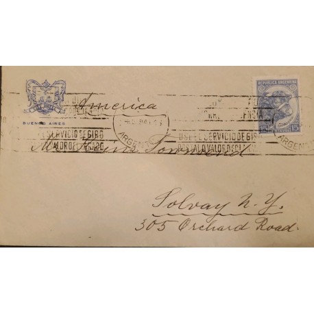 P) 1942 CIRCA ARGENTINA, SHIPPER FROM BUENOS AIRES TO SOLVAY USA, LIVESTOCK STAMP, AIRMAIL, XF