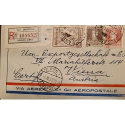 P) 1932 ARGENTINA, SHIPPER FROM BUENOS AIRES TO VIENNA, AIRMAIL SURCHARGE- GRAL MARTÍN STAMPS, XF