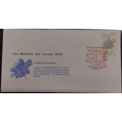 P) 2005 MEXICO, FDC, UNIVERSITY STAMP DESIGN COMPETITION, WORLD MAIL DAY STAMP, XF