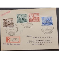 P) 1940 GERMANY, COVER THIRD REICH LEIPZIG TRADE FAIR SET COMPLETE OF 4 STAMPS, XF