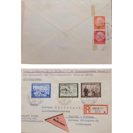 P) 1939 GERMANY, COVER GERMANY REICH LEIPZIG MESSE, GERMAN EMPLOYEES, 4 STAMPS, XF