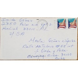 J) 2000 UNITED STATES, FLAG, PAIR, AIRMAIL, CIRCULATED COVER, FROM USA TO CARIBE