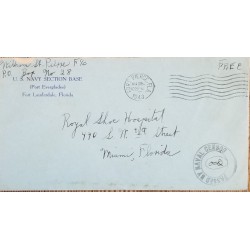 J) 1943 UNITED STATES, PASSED BY NAVAL CENSOR, AIRMAIL, CIRCULATED COVER, FROM USA TO MIAMI