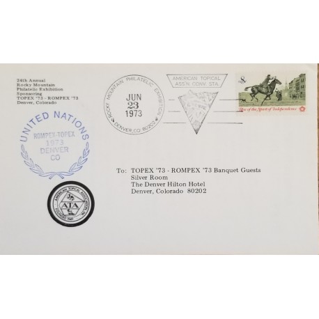 J) 1973 UNITED STATES, HORSE AND JINET, AIRMAIL, CIRCULATED COVER, FROM COLORADO