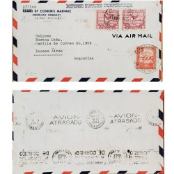 P) 1943 BOLIVIA, DEFENSE SUPPLIES CORPORATION FROM LA PAZ TO BSAS, WITH CANCELLATION, BOLIVIAN WILDLIFE STAMPS, AIRMAIL, XF