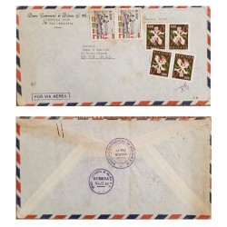 P) 1943 BOLIVIA, SOUTH AMERICAN SOCCER CUP, BANK CORRESPONDENCE FROM LA PAZ TO NEW YORK, ORCHIDS STAMP, WITH CANCELLATION