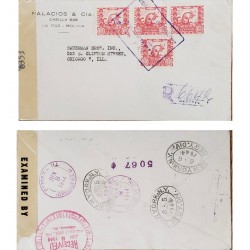 P) 1944 BOLIVIA, CENSORSHIP TO CHICAGO USA, BOLIVIAN WILDLIFE X4 STAMP, WITH CANCELLATION, REGISTRED, XF