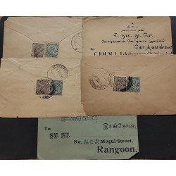 SP) 1936 INDIA, KING GEORGE INDIAN POSTAGE, THREE PIES, RARE STAMP, CLASSICS LOT 5 COVERS , XF