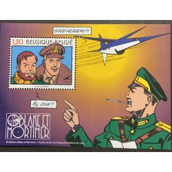 SP) 2004 BELGIUM, COMICS JOINT ISSUE WITH FRANCE, MILITARY, BLAKE ET MORTIMER, SOUVENIER SHEET, MNH