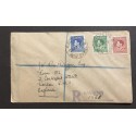 SP) 1937 NEW GUINEA, PAPUA CORONATION KING GEORGE VI X3 STAMPS, COVER, CIRCULATED TO ENGLAND, XF
