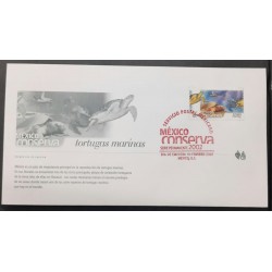 P) 2002 MEXICO, SEA TURTLES, NATURE CONSERVATION FDC, THESE COASTS ARE BORN 6 SPECIES UNIQUE IN THE WORLD, XF