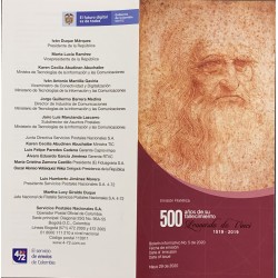 A) 2020 COLOMBIA, LEONARDO DA VINCI, 500 YEARS AFTER HIS DEATH, FDB, ISSUE DATE MAY 29