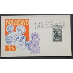 P) 1963 SPAIN, CHRISTMAS FDC, CELEBRATION, WITH CANCELLATION, XF