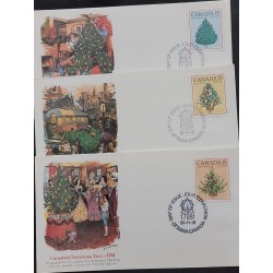 P) 1981 CANADA, CHRISTMAS FDC SET X3, 200TH CELEBRATION FIRST ILLUMINATED TREE, SET COMPLETE X3, WITH CANCELLATION, XF