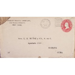 J) 1916 UNITED STATES, WASHINGTON, POSTAL STATIONARY, CIRCULATED COVER, FROM NEW YORK TO CARIBE