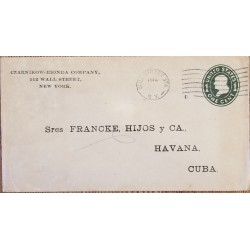J) 1919 UNITED STATES, WASHINGTON, POSTAL STATIONARY, CIRCULATED COVER, FROM NEW YORK TO CARIBE