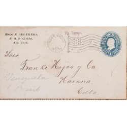 J) 1899 UNITED STATES, FRANKLIN, POSTAL STATIONARY, CIRCULATED COVER, FROM NEW YORK TO CARIBE