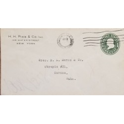 J) 1919 UNITED STATES, FRANKLIN, POSTAL STATIONARY, CIRCULATED COVER, FROM NEW YORK TO CARIBE