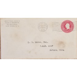 J) 1922 UNITED STATES, WASHINGTON, POSTAL STATIONARY, CIRCULATED COVER, FROM NEW YORK TO CARIBE