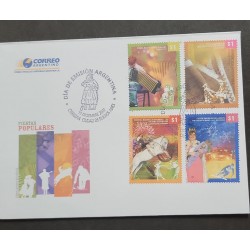 P) 2007 ARGENTINA, POPULAR FESTIVALS FDC, CHAMAME, PONCHO, FOLKLORE, SNOW, COMPLETE SERIES, XF