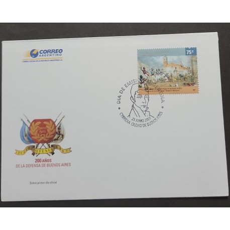 P) 2007 ARGENTINA, DEFENCE OF BUENOS AIRES FDC, CELEBRATION TWO CENTURIES, COMBAT SANTO DOMINGO, XF