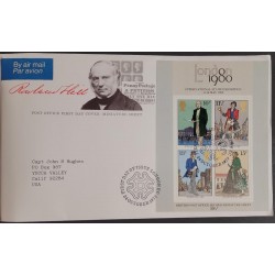 P) 1979 LONDON GREAT BRITAIN, CENTENARY DEATH ROWLAND HILL FDC, CIRCULATED TO CALIFORNIA, AIRMAIL, MINISHEET, XF