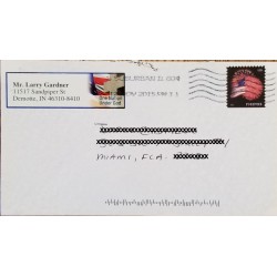 J) 2014 UNITED STATES, FLAG, AIRMAIL, CIRCULATED COVER, FROM USA TO MIAMI