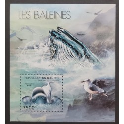 SP) 2012 BURUNDI, PROTECTION OF NATURE, WHALES AND DOLPHINS, SOUVENIR SHEET, MNH