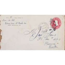 J) 1908 UNITED STATES, WASHINGTON, POSTAL STATIONARY, AIRMAIL, CIRCULATED COVER, FROM NEW ORLEANS TO CARIBE