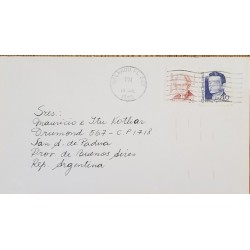 J) 1995 UNITED STATES, VIRGINIA APGAR, CLAIRE CHENNAULT, MULTIPLE STAMPS, AIRMAIL, CIRCULATED COVER, FROM USA TO ARGENTINA