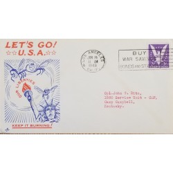 J) 1943 UNITED STATES, LETS GO USA OUR LIBERTIES, KEEP IT BURNING, WITH SLOGAN CANCELLATION, AIRMAIL