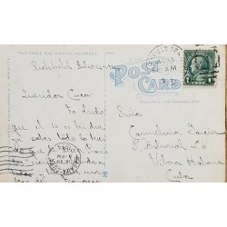 J) 1924 UNITED STATES, BENJAMIN FRANKLIN, POSTCARD, CIRCULATED COVER, FROM UA TO CARIBE
