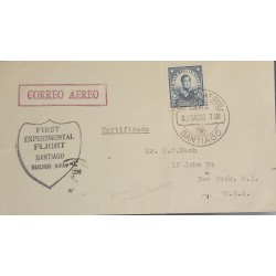A) 1928 CHILE, FIRST EXPERIMENTAL FLIGHT SANTIAGO BUENOS AIRES, ADMIRAL THOMAS COCHRANE, SCOTT A52, AIRMAIL