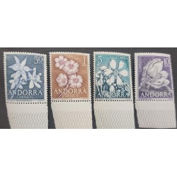SP) 1966 ANDORRA, FLOWERS, FLORA, ANTIQUE, SET OF 4 MINT, MNH