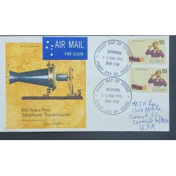 SP) 1976 AUSTRALIA, 100 YEARS FIRST ELECTRONIC TRANSMISSION FDC, CIRCULATED FROM AUSTRALIA TO UNITED STATES, AIRMAIL, XF