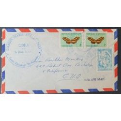 P) 1966 CIRCA DOMINICAN REPUBLIC, ZEBRA LONGWING BUTTERFLY, CHILD PROTECTION, CIRCULATED TO UNITED STATES, AIRMAIL, XF